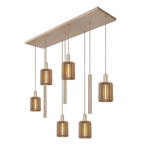 Lucide LAMBRES - Pendant light - 6xE27 - Taupe - detail 5